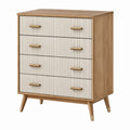 Komoda 80 x 40 x 100 cm z szufladami w kolorze naturalnego drewna i kremowym - styl retro