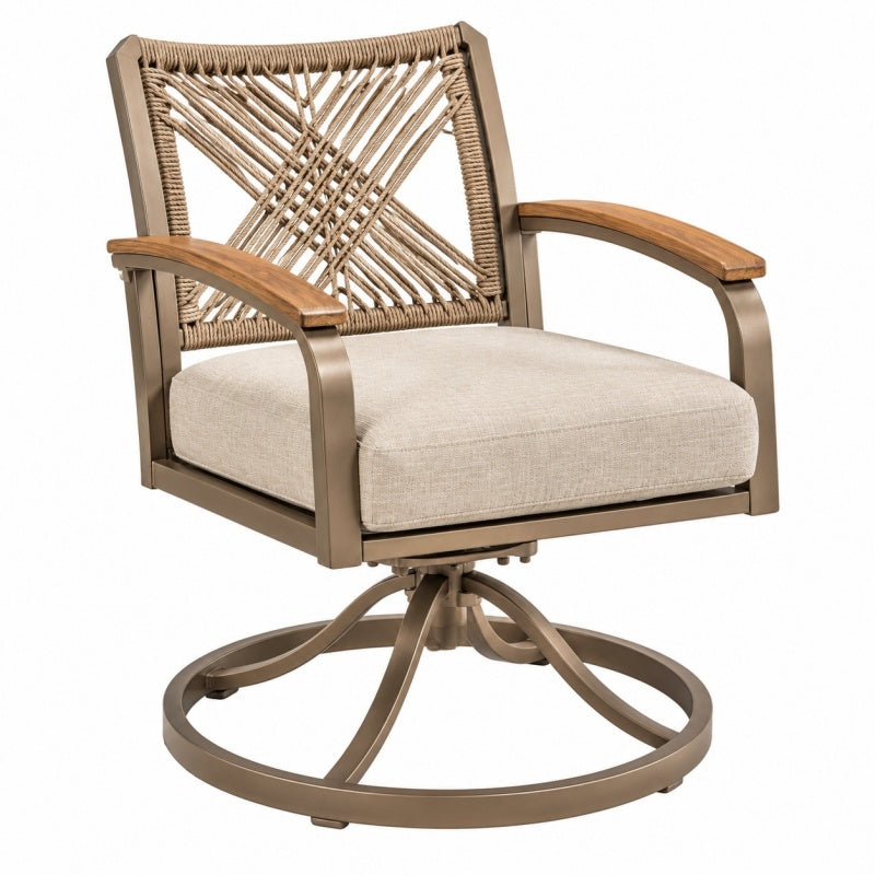 Fotel ogrodowy obrotowy 75 x 85 x 97 cm z metalową ramą beżowy