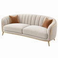 Sofa trzyosobowa 220 x 90 x 82 cm z tkaniny bouclé kremowa - styl glamour