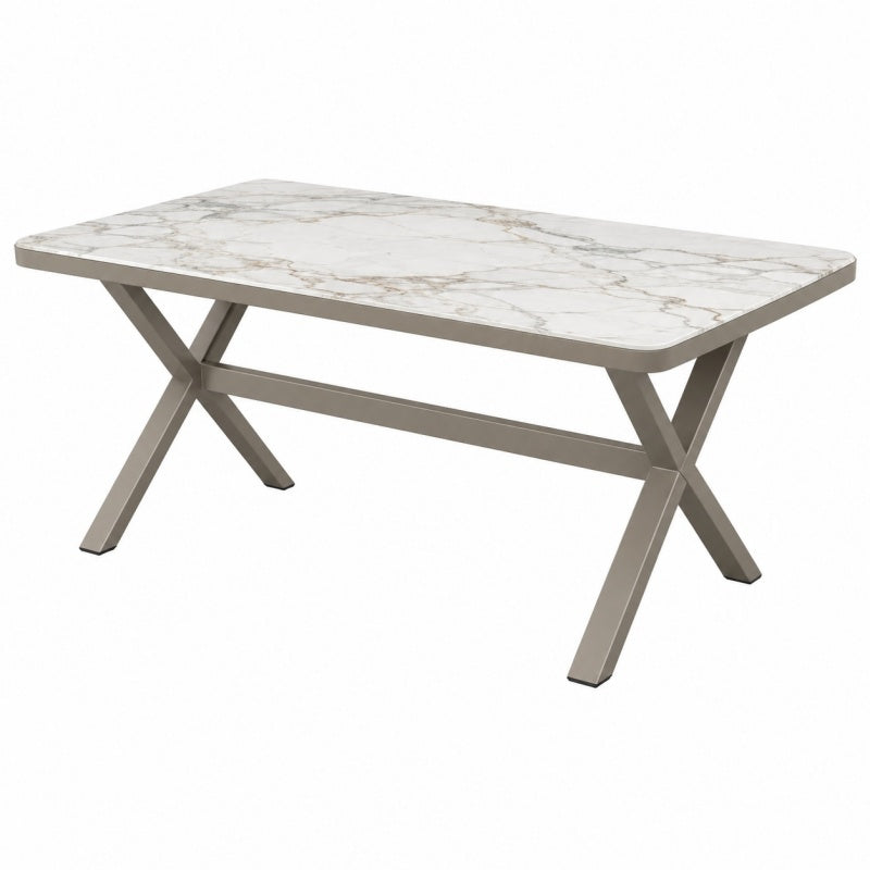 Stół jadalniany 160 x 90 x 75 cm biały z marmurowym wzorem i metalową podstawą