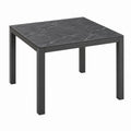 Stół jadalniany 120 x 120 cm czarny metalowy z dekorem marmuru nowoczesny